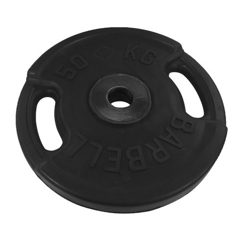 Блин обрезиненный MB Barbell Евро - Классик 50 кг, с ручками, черный ф50 мм Блин обрезиненный MB Barbell Евро - Классик 50 кг, с ручками, черный ф50 мм