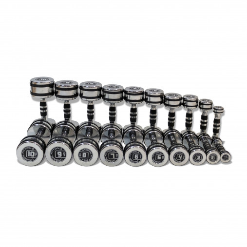 Набор гантелей хромированных 10 пар от 1 до 10 кг (шаг 1кг) OFT, вес набора 110кг Набор гантелей хромированных 10 пар от 1 до 10 кг (шаг 1кг) OFT, вес набора 110кг
