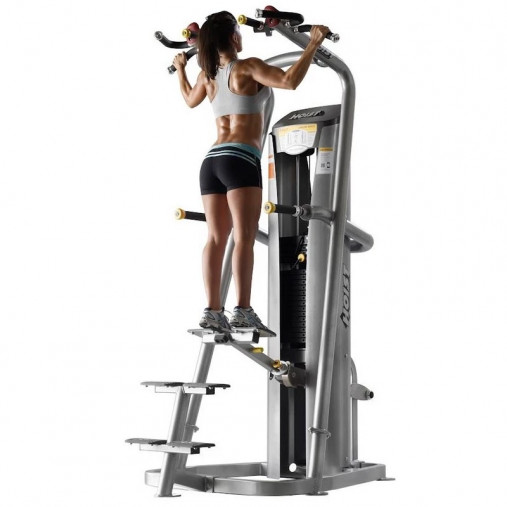 Подтягивание, отжимание с помощью, на прямых ногах. Гравитрон HOIST ROC-IT RS-1700 черный