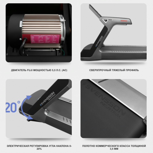 Беговая дорожка коммерческая SVENSSON INDUSTRIAL ARMORTECH TFT (GRAPHITE BLUE) темно-серая